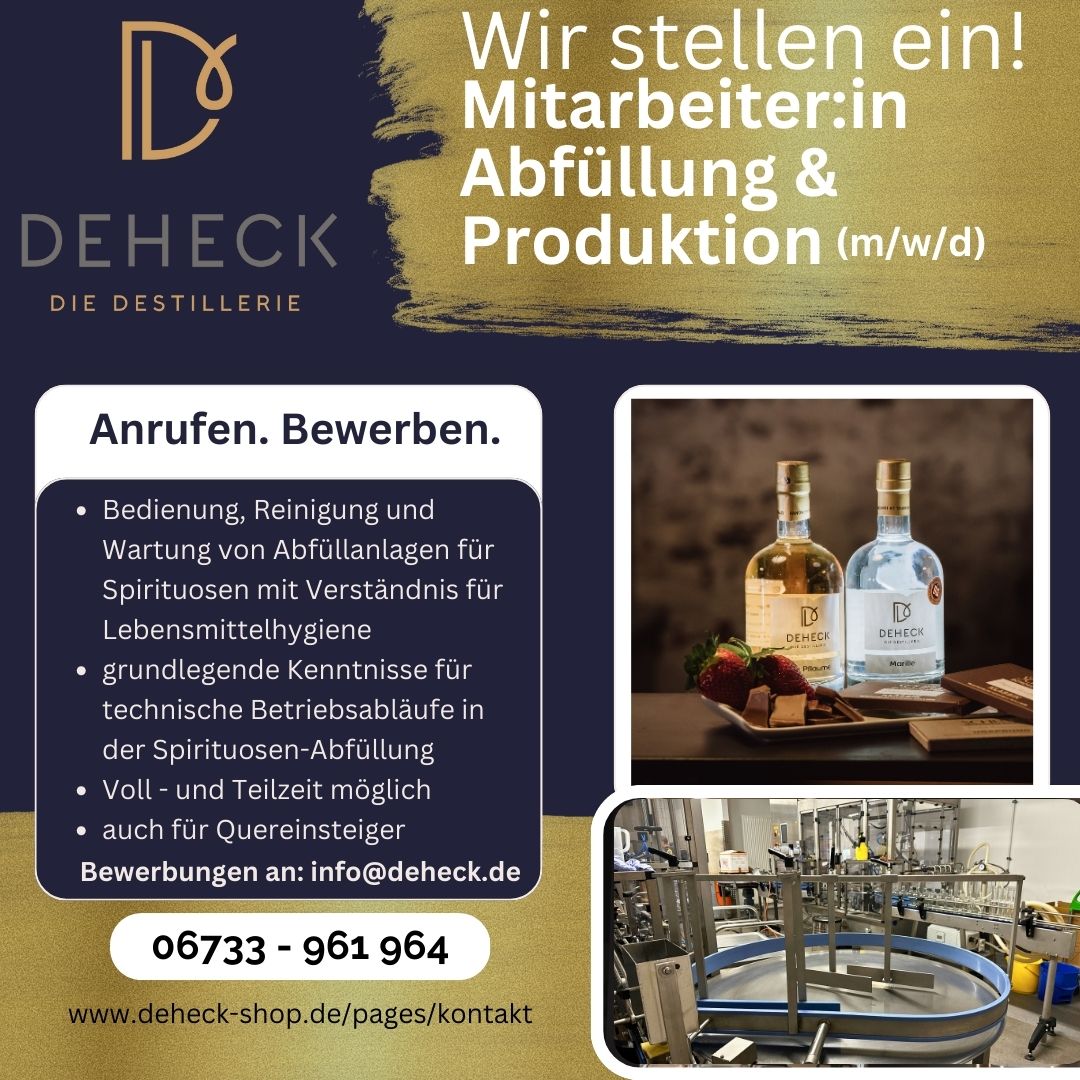 Wir stellen ein: Mitarbeiter:in Abfüllung & Produktion (m, w, d)