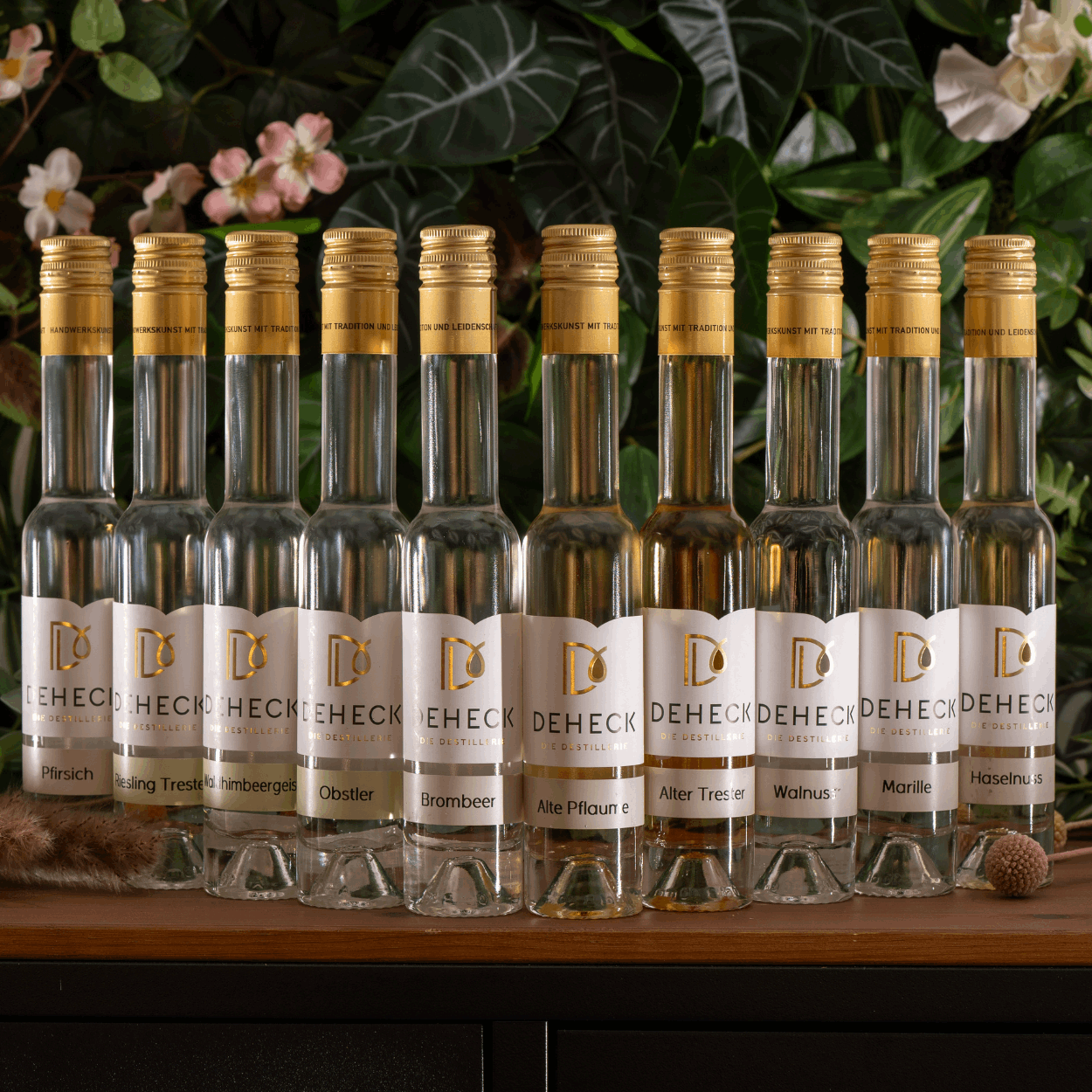 schnaps aufbewahren ⭐ Best Of hochprozentige Destillate I Spirituosen Set 10 x 0,1 l 🛒 – Destillerie & Likörmanufaktur Deheck