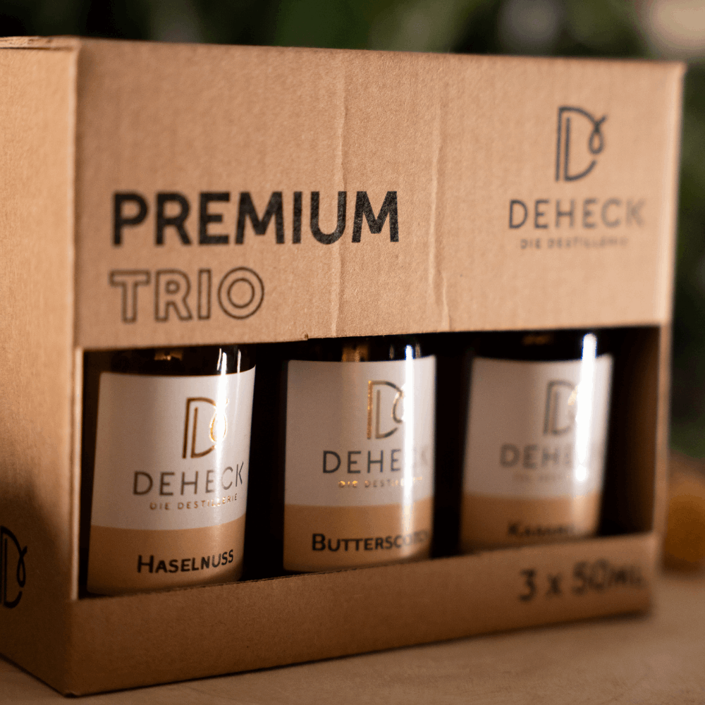 Karamell Likör, Butterscotch und Haselnuss Likör als Deheck Geschenk Premium Liköre