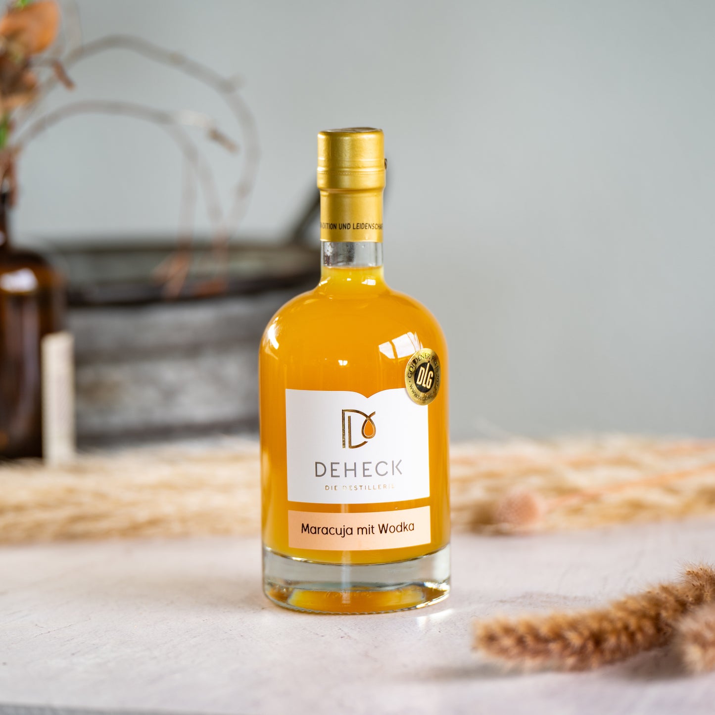 Maracuja Likör mit Wodka von Deheck in der 500 ml Flasche