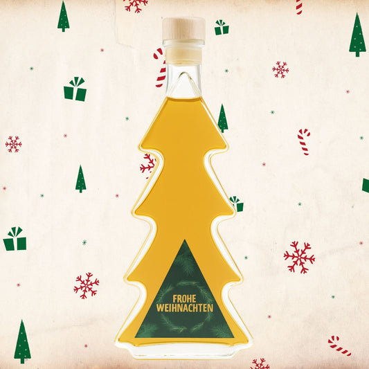 Tannenbaum Flasche von Deheck, befüllt Bratapfel Likör als Weihnachtslikör