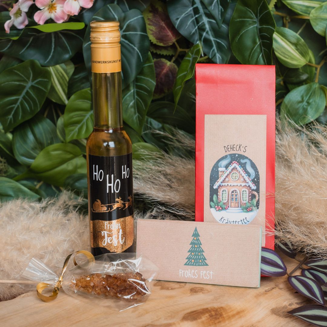 Weihnachten Geschenk-Set mit Tee, Bratapfel Likör und Schokoade