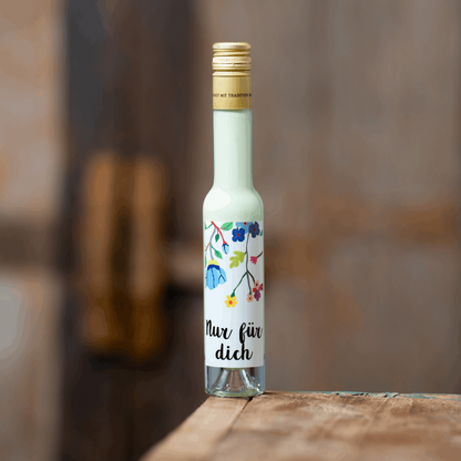 Alkohol-Geschenk Pistazienlikör Blumenserie - Geschenkidee mit Alkohol Nur für dich