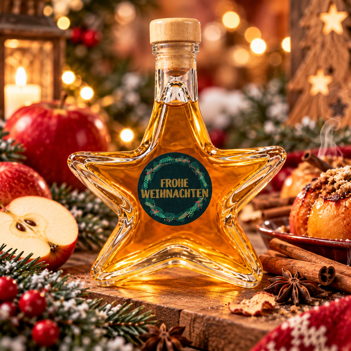 Weihnachtsstern Flasche Weihnachtslikör | Bratapfel Likör oder Pflaume-Zimt Likör | 18% - 20% (Kopie)