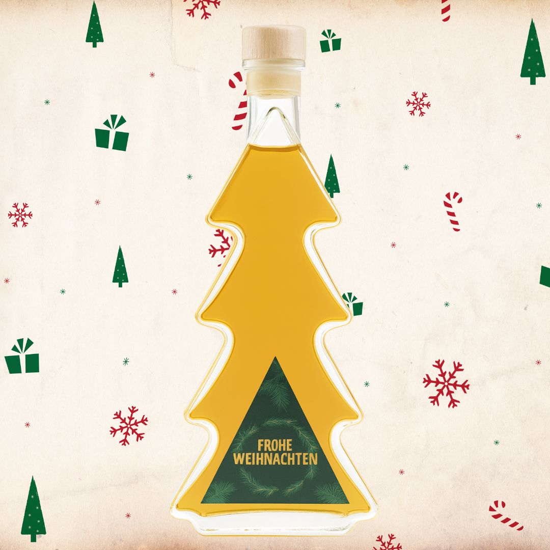 Tannenbaum Flasche Weihnachtslikör | Bratapfel Likör oder Pflaume-Zimt Likör | 18% - 20%