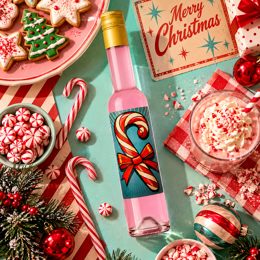 Zuckerstangen Likör | XMAS Candy Canes Likör mit Weihnachten Motiv Retro  | 15%