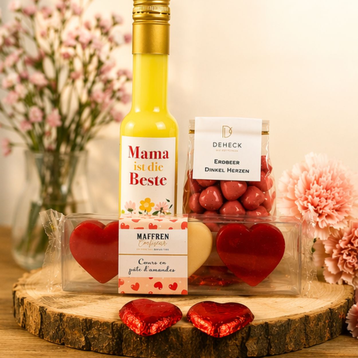 kleines Muttertag Geschenk - Geschenkset Likör & Sü0es für Mama