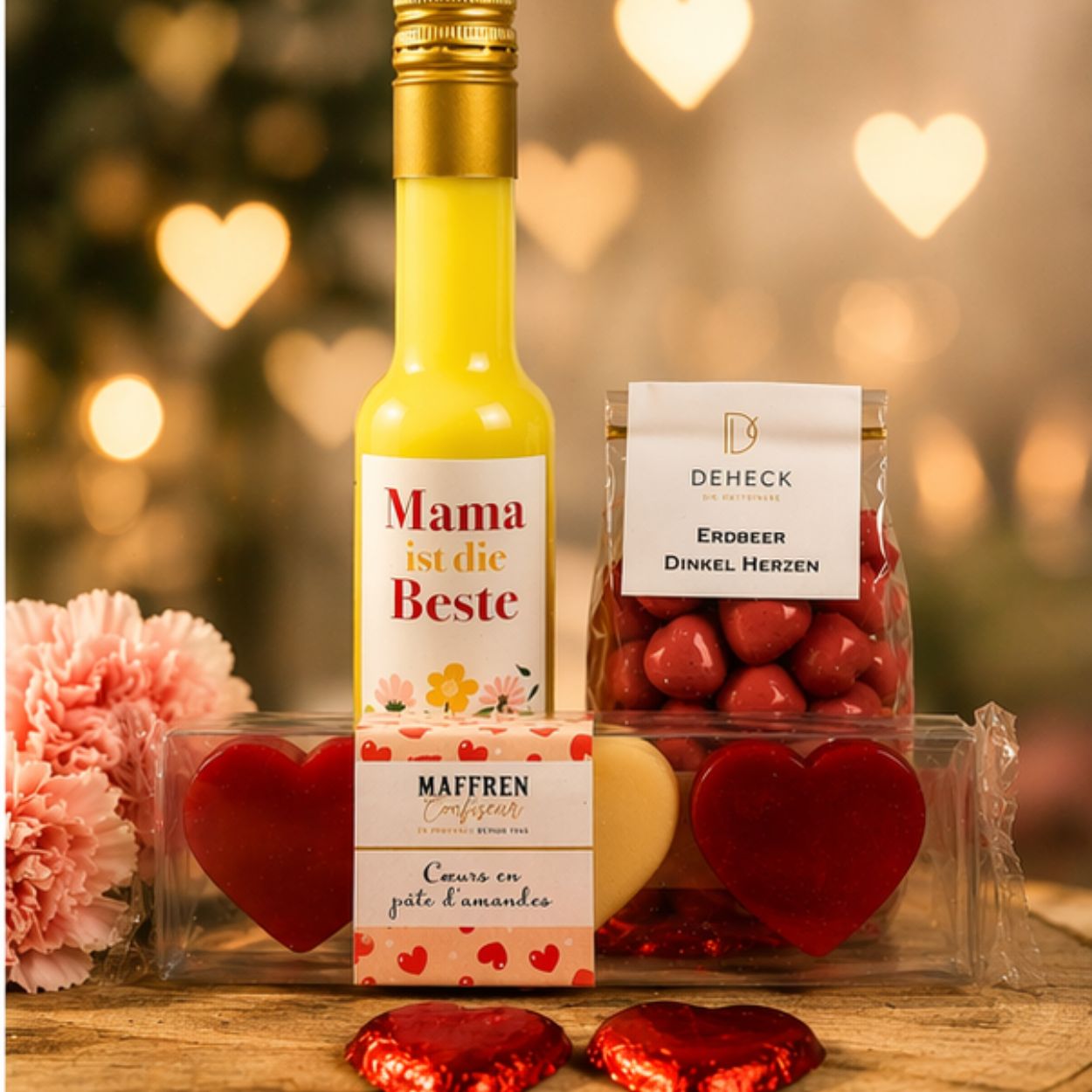 kleines Muttertag Geschenk - Geschenkset Likör & Sü0es für Mama