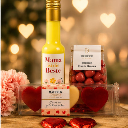kleines Muttertag Geschenk - Geschenkset Likör & Sü0es für Mama