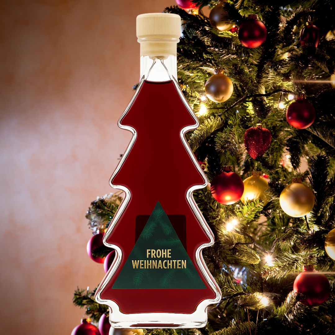 Tannenbaum Flasche Weihnachtslikör | Bratapfel Likör oder Pflaume-Zimt Likör | 18% - 20%