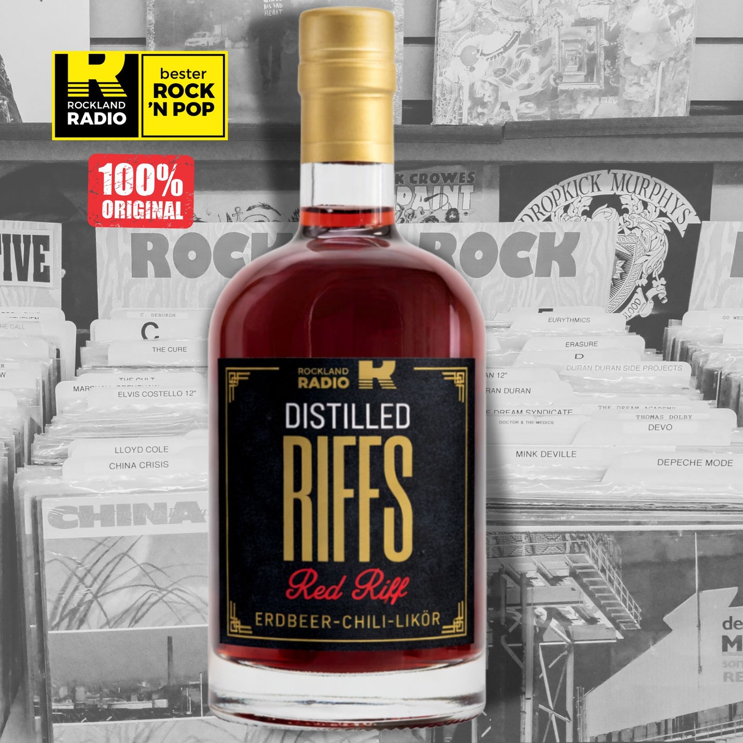 Rockland Radio Erdbeer Likör | mit dezenter Chili Note | 20% | Distilled Riffs