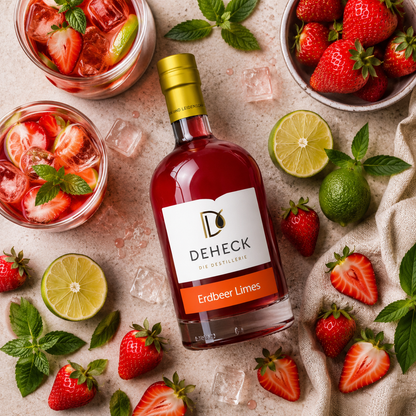 Erdbeer Limes Likör | fruchtiger Erdbeer Likör mit Fruchtpüree | 15%