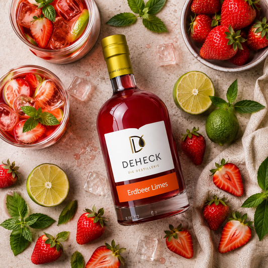Erdbeer Limes Likör | fruchtiger Erdbeer Likör mit Fruchtpüree | 15%