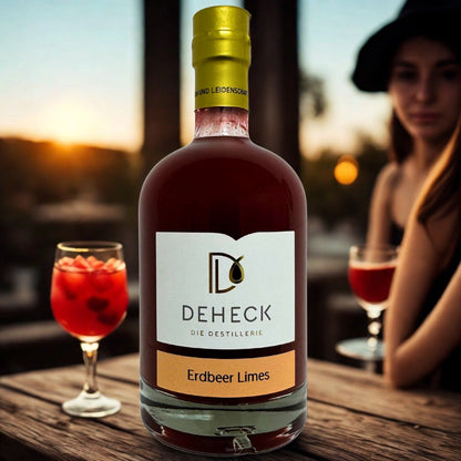 Erdbeer Limes Likör | fruchtiger Erdbeer Likör mit Fruchtpüree | 15%