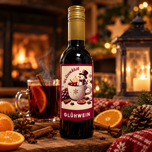 kleine Flasche Glühwein aus Rotwein | rotes Glühnäsje 12% | praktisch für 2 Tassen Glühwein