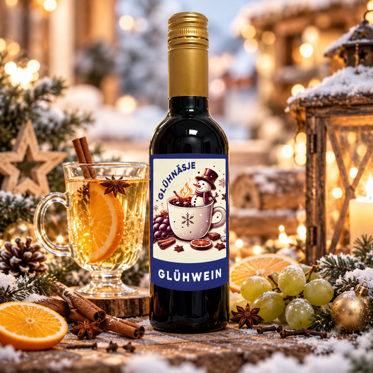 kleine Flasche Glühwein aus Weißwein | weißes Glühnäsje 9,5% | praktisch für 2 Tassen Glühwein