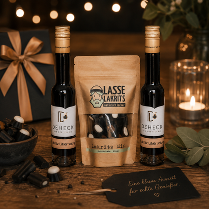 Lakritz Geschenk-Set | Geschenk für Laktritz Liebhaber | Lakritz Liköre & Lasse Lakritz