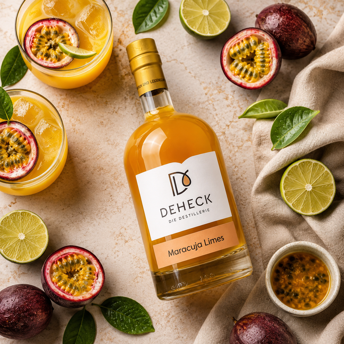 Maracuja Limes Likör | fruchtiger Maracuja Likör mit Fruchtpüree | 15%