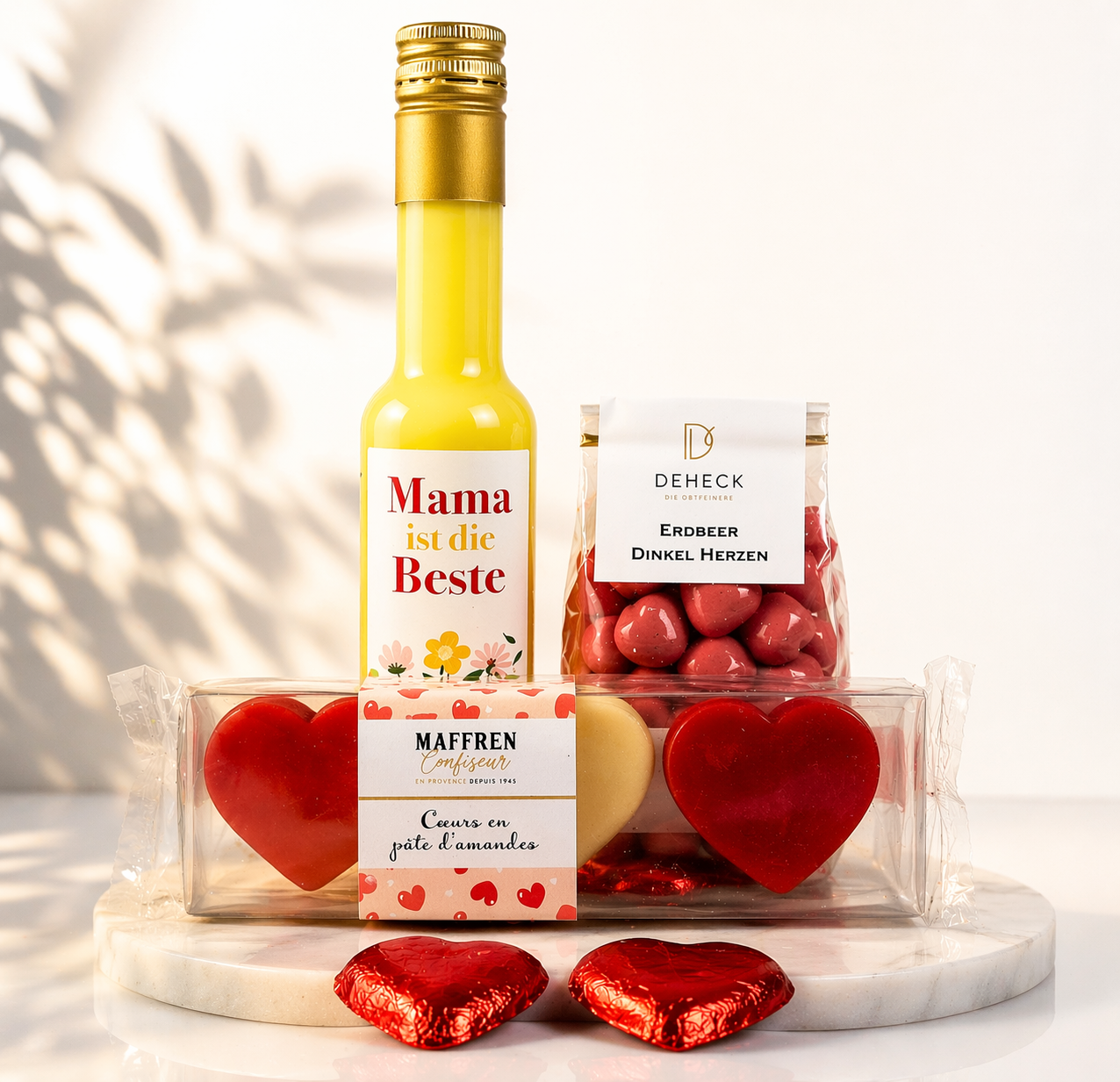 kleines Muttertag Geschenk - Geschenkset Likör & Sü0es für Mama