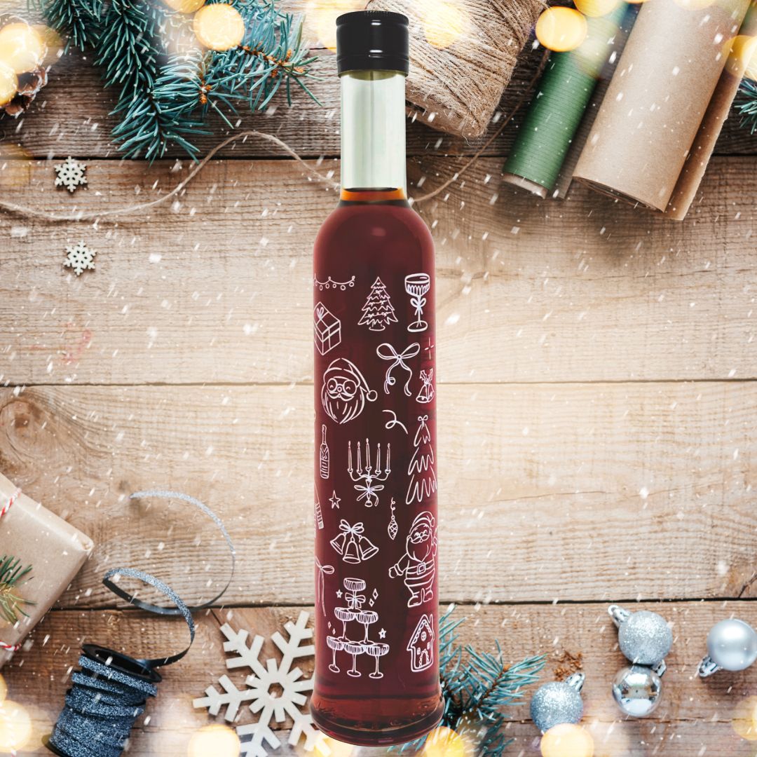bedruckte Weihnachtslikör Flasche | Pflaume-Zimt Likör oder Spekulatius Sahnelikör | 15% - 18%