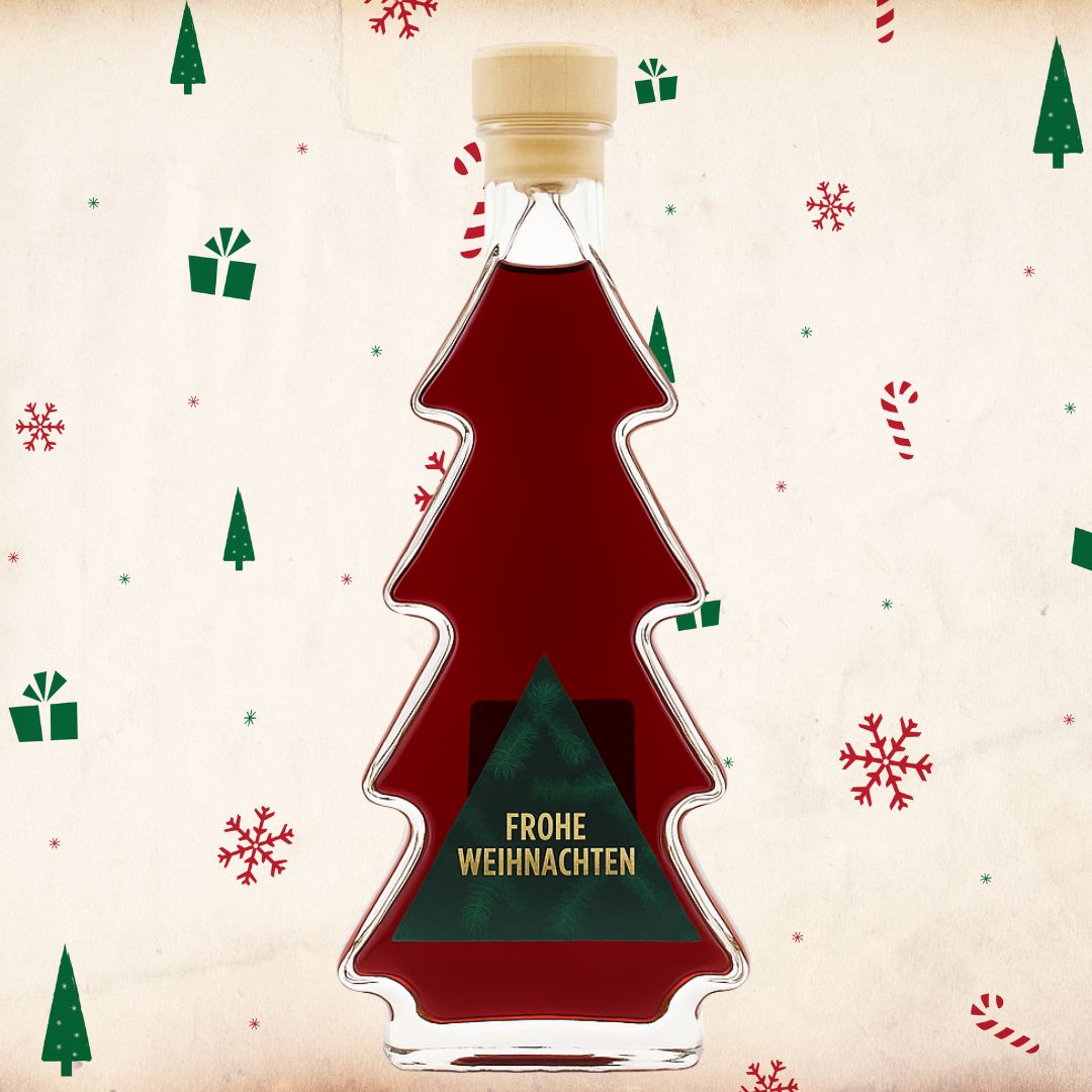 Tannenbaum Flasche Weihnachtslikör | Bratapfel Likör oder Pflaume-Zimt Likör | 18% - 20%