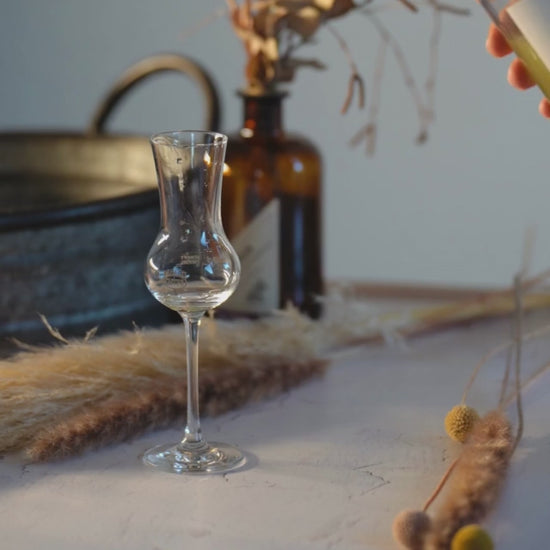 Maracuja Wodka Likör von Deheck im Glas