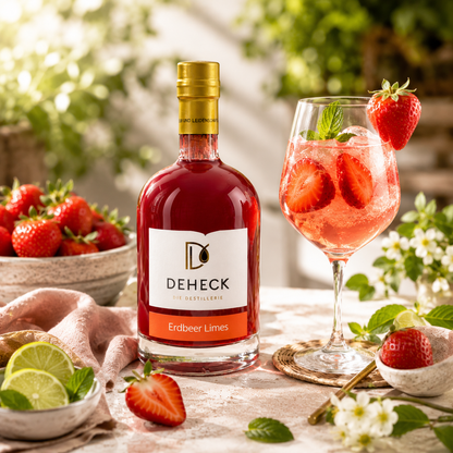 Erdbeer Limes Likör | fruchtiger Erdbeer Likör mit Fruchtpüree | 15%