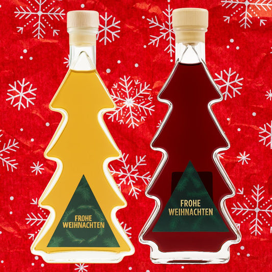 Tannenbaum Flasche Weihnachtslikör | Bratapfel Likör oder Pflaume-Zimt Likör | 18% - 20%