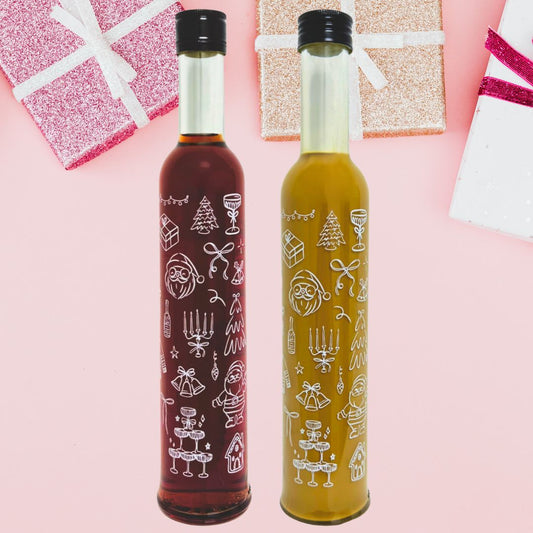 bedruckte Weihnachtslikör Flasche | Pflaume-Zimt Likör oder Spekulatius Sahnelikör | 15% - 18%