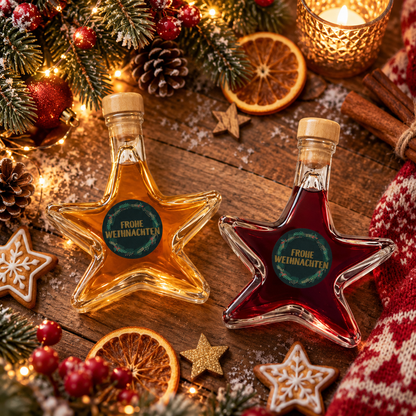 Weihnachtsstern Flasche Weihnachtslikör | Bratapfel Likör oder Pflaume-Zimt Likör | 18% - 20% (Kopie)